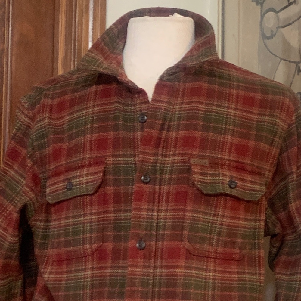 ORVIS BIG BEAR PLAID HEAVYWEIGHT COTTON FLANNEL SHIRT JACWITH HANDWARMER POCKETS